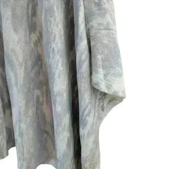 J.Jill Pure Jill Poncho Womens OS Zinc Grey Linen Blend Cape Lightweight Tassels - Picture 5 of 8